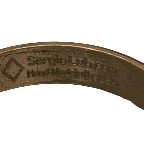 Vintage Signed Handcrafted Jade Stone Jadeite Cuff Bracelet Sergio Lub Usa - Picture 10 of 11